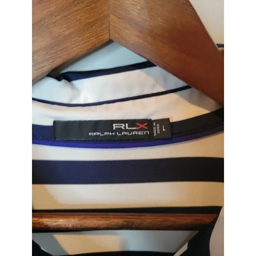 Ralph Lauren RLX Polo Shirt Mens Large Performance Golf Stripe Short Sleeve